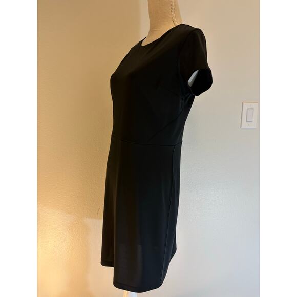 ANN TAYLOR Petite 10P Black Sheath Dress | Midi Stretch Classic Chic - Picture 2 of 7